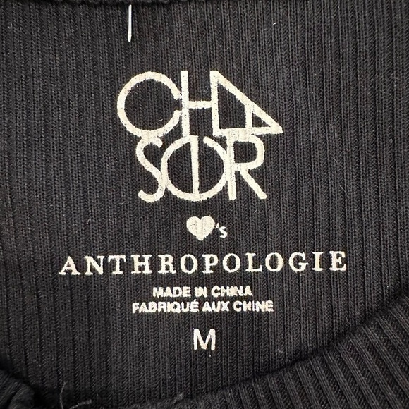 Anthropologie Chaser black ribbed henley button front long sleeve top - Picture 4 of 4